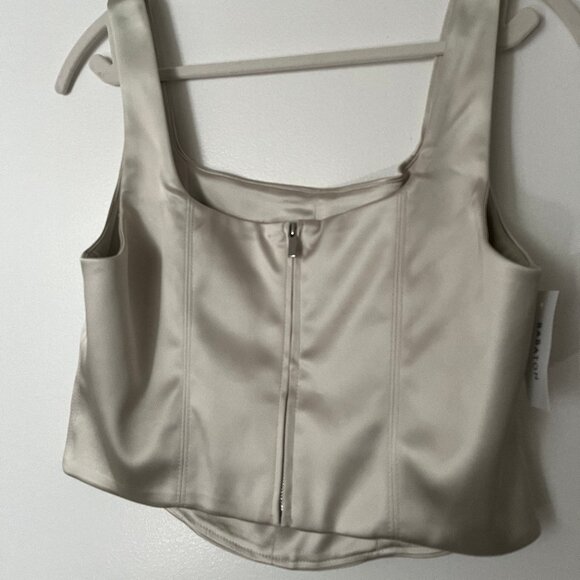 Aritzia Ten by Babaton (L) ELEVATE Square-neck Bustier Silver Princess Top - Picture 2 of 7